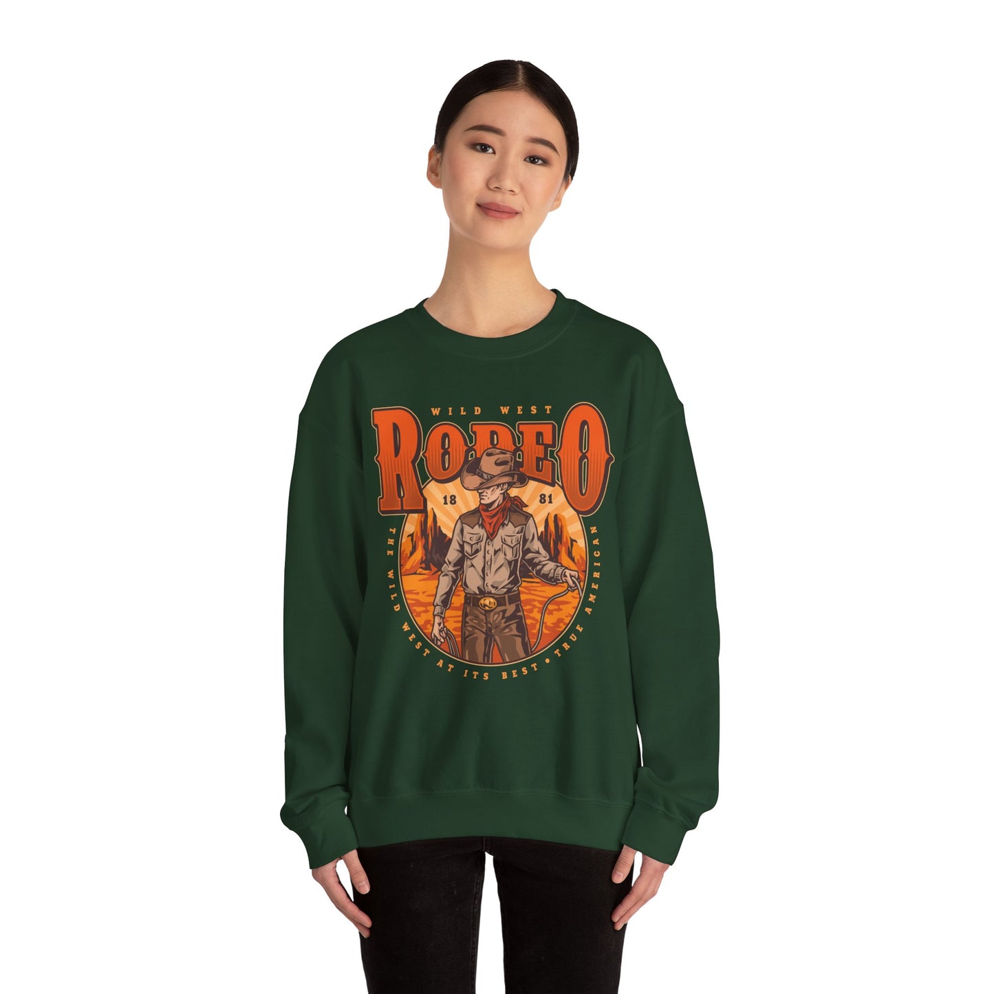 Crewneck Sweatshirt - Wild West Rodeo - True American - The Wild West At Its Best