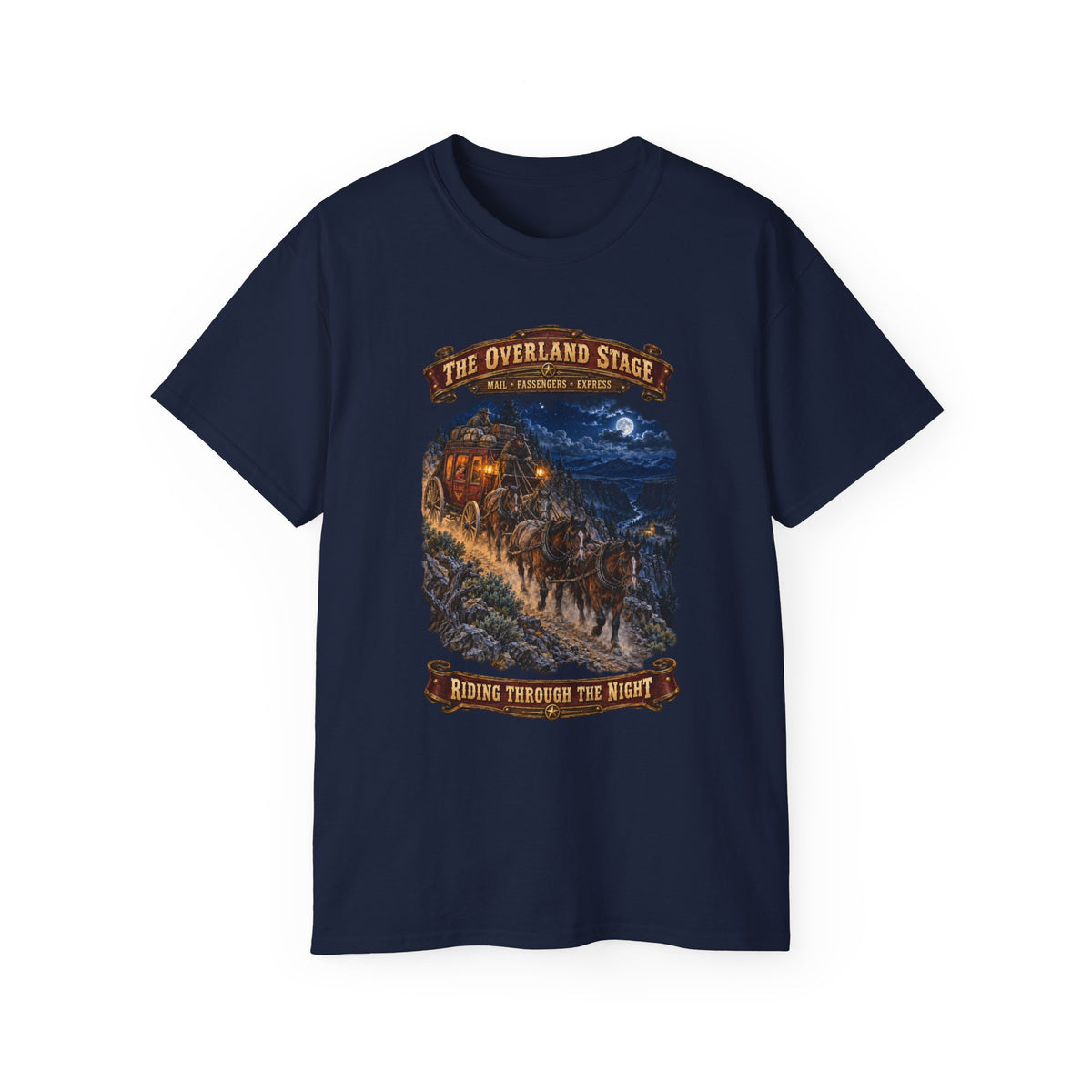 Unisex Ultra Cotton Tee - Night Ride Overland Stage - Dusty Trails - 3D - Enhanced