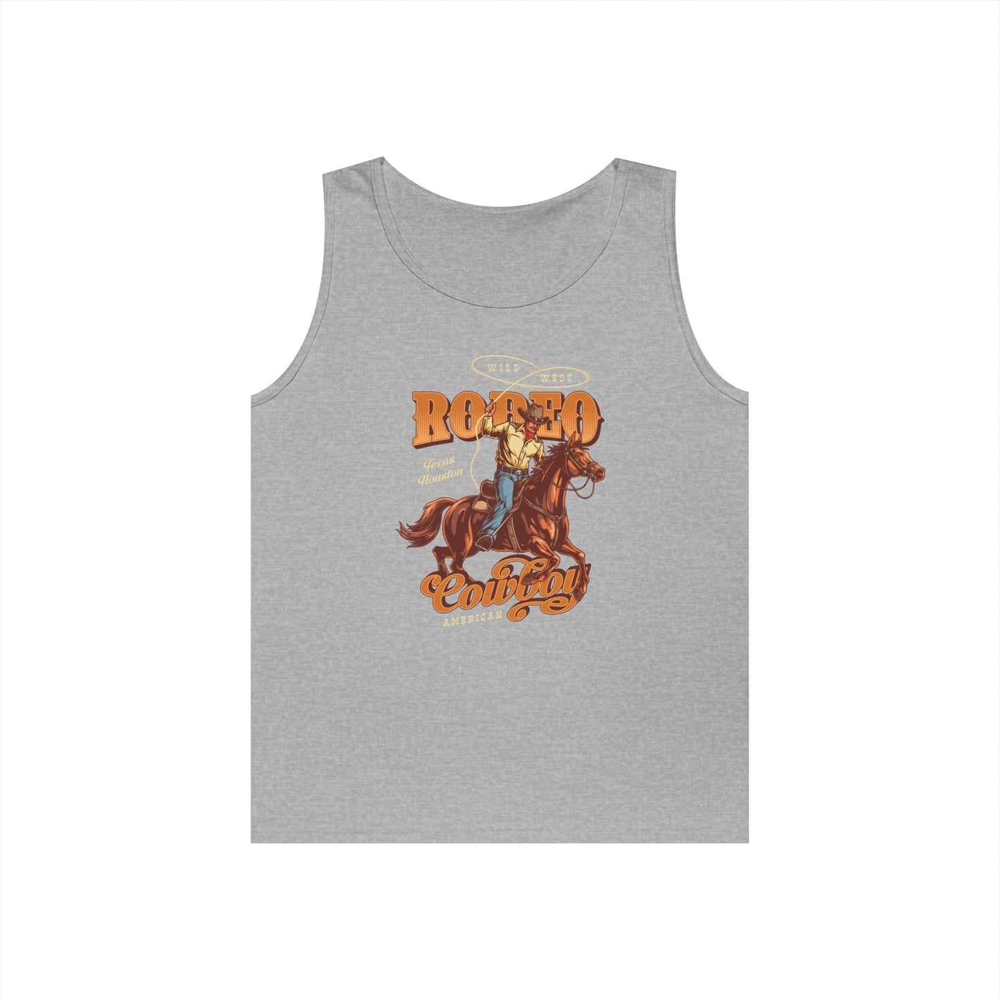 Unisex Heavy Cotton Tank Top - Wild West - Houston, Texas - American Rodeo Cowboy