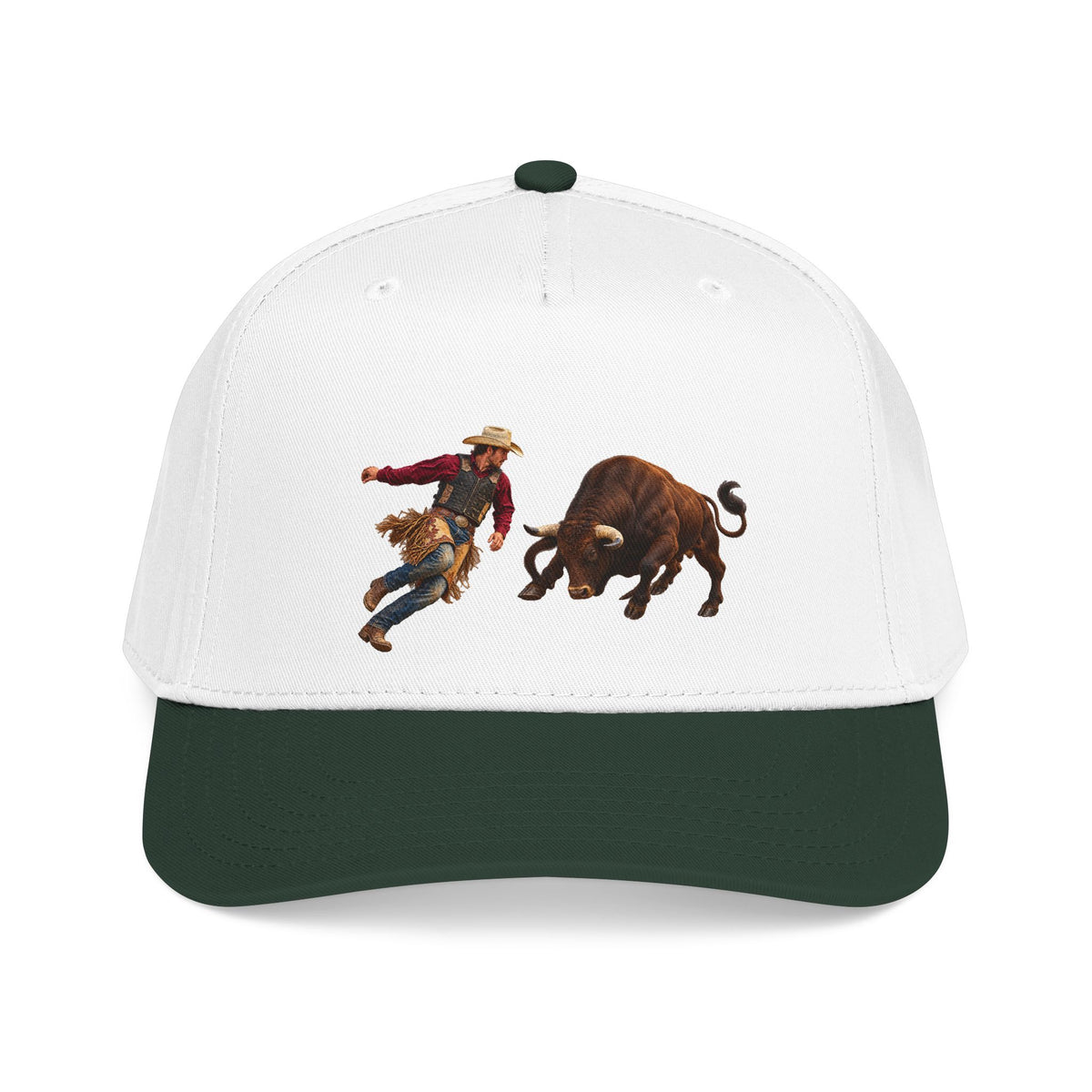 Mid Profile Baseball Cap — Cowboys - Cowboy and Bull - Color - 3D Transparent