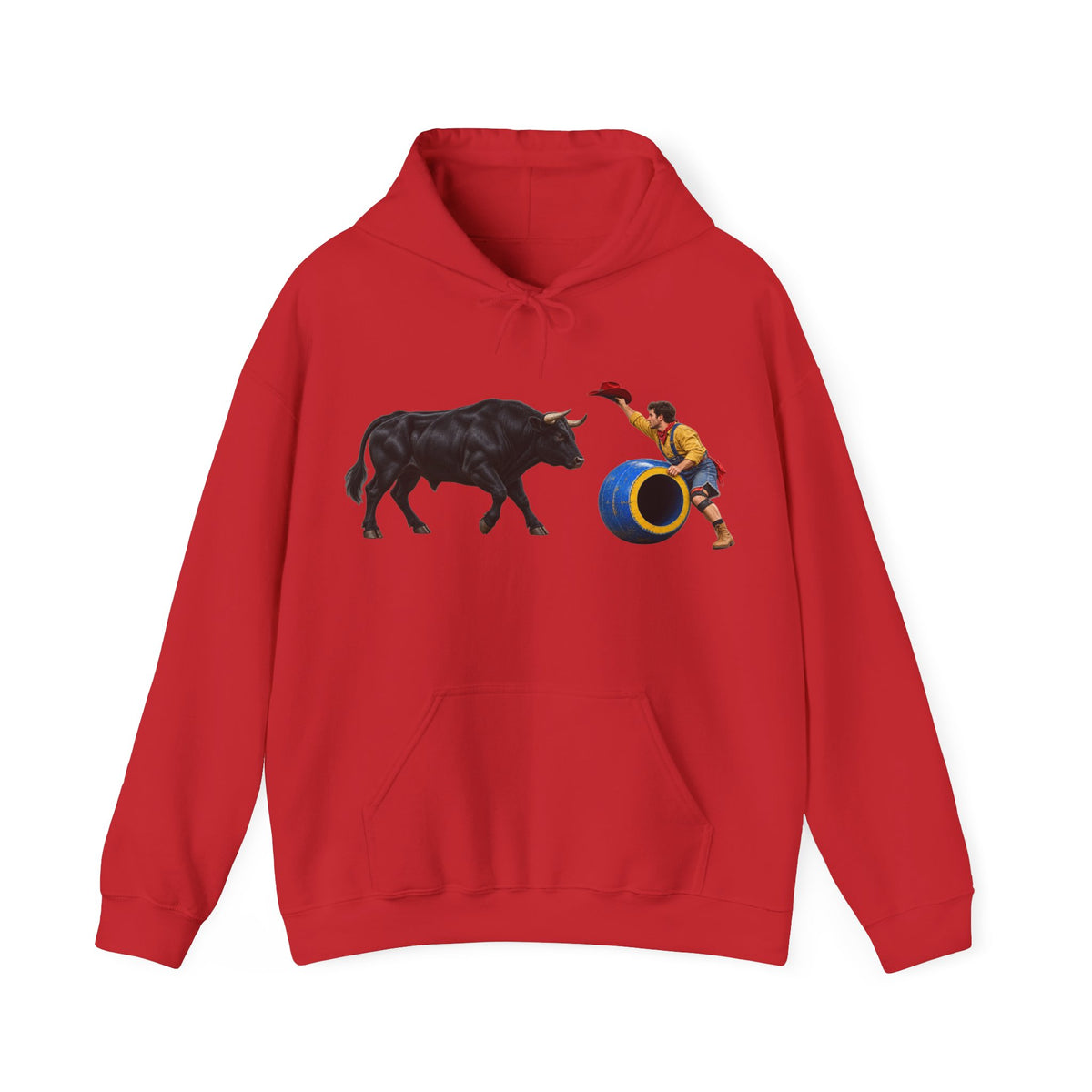 Hoodie — Cowboys - Clown Teasing Bull, Barrel - 3D Transparent