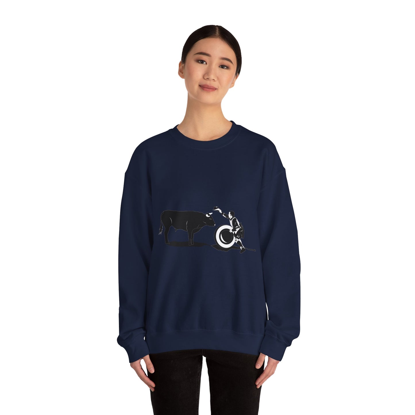 Crewneck Sweatshirt - Clown and Bull - BW