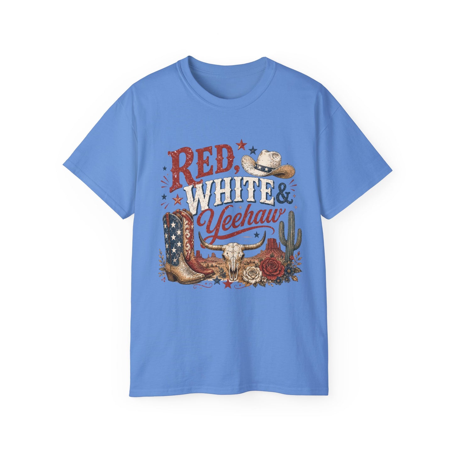 T-Shirt - Red, white & yeehaw in the desert