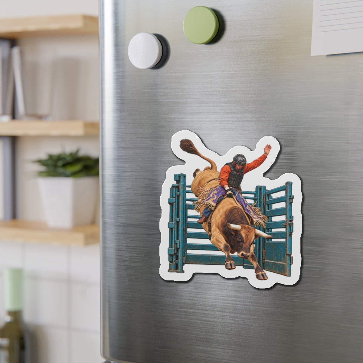 Die-Cut Magnets — Cowboys - Bull Rider - Out of the Chute - without Text - 3D Transparent