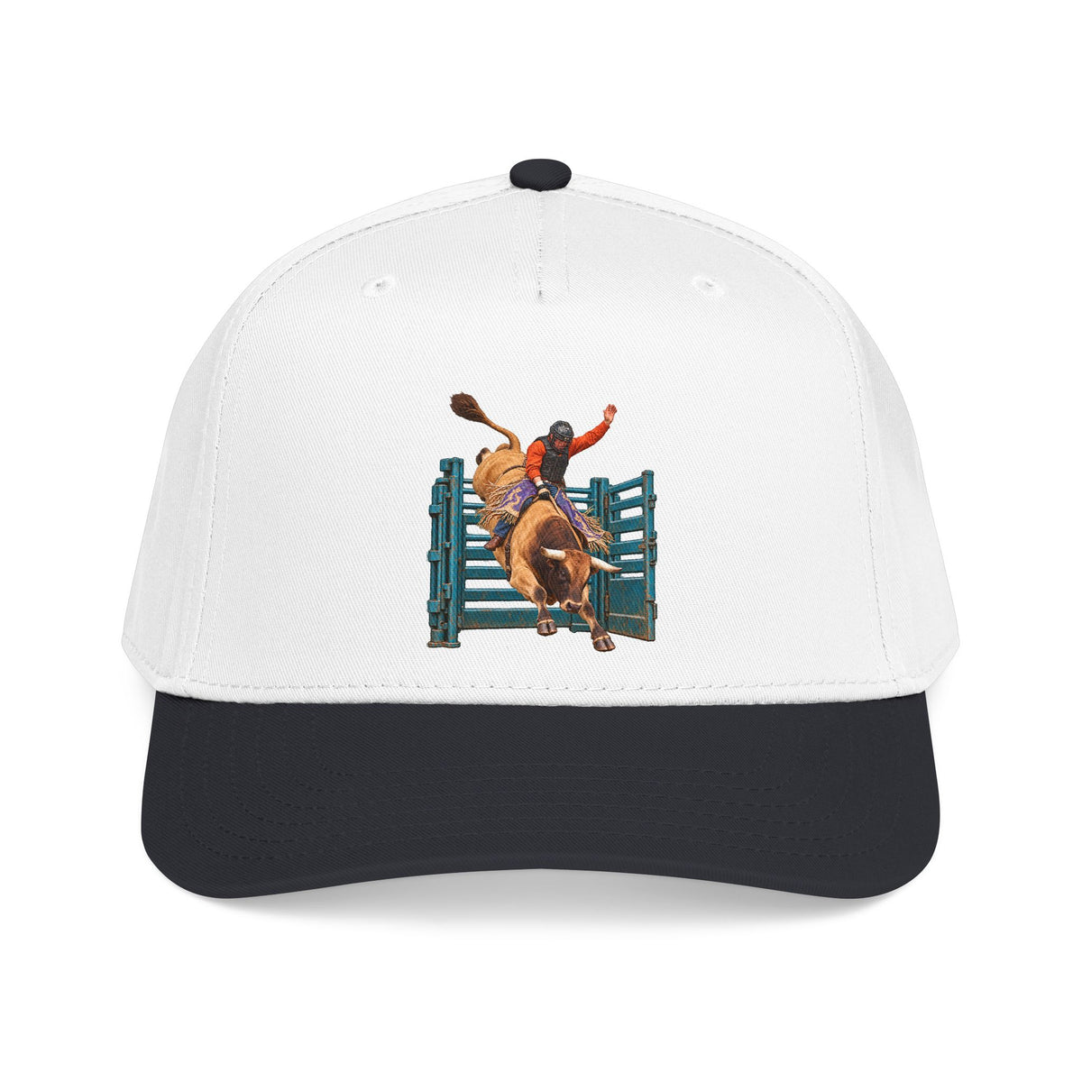 Mid Profile Baseball Cap — Cowboys - Bull Rider - Out of the Chute - without Text - 3D Transparent