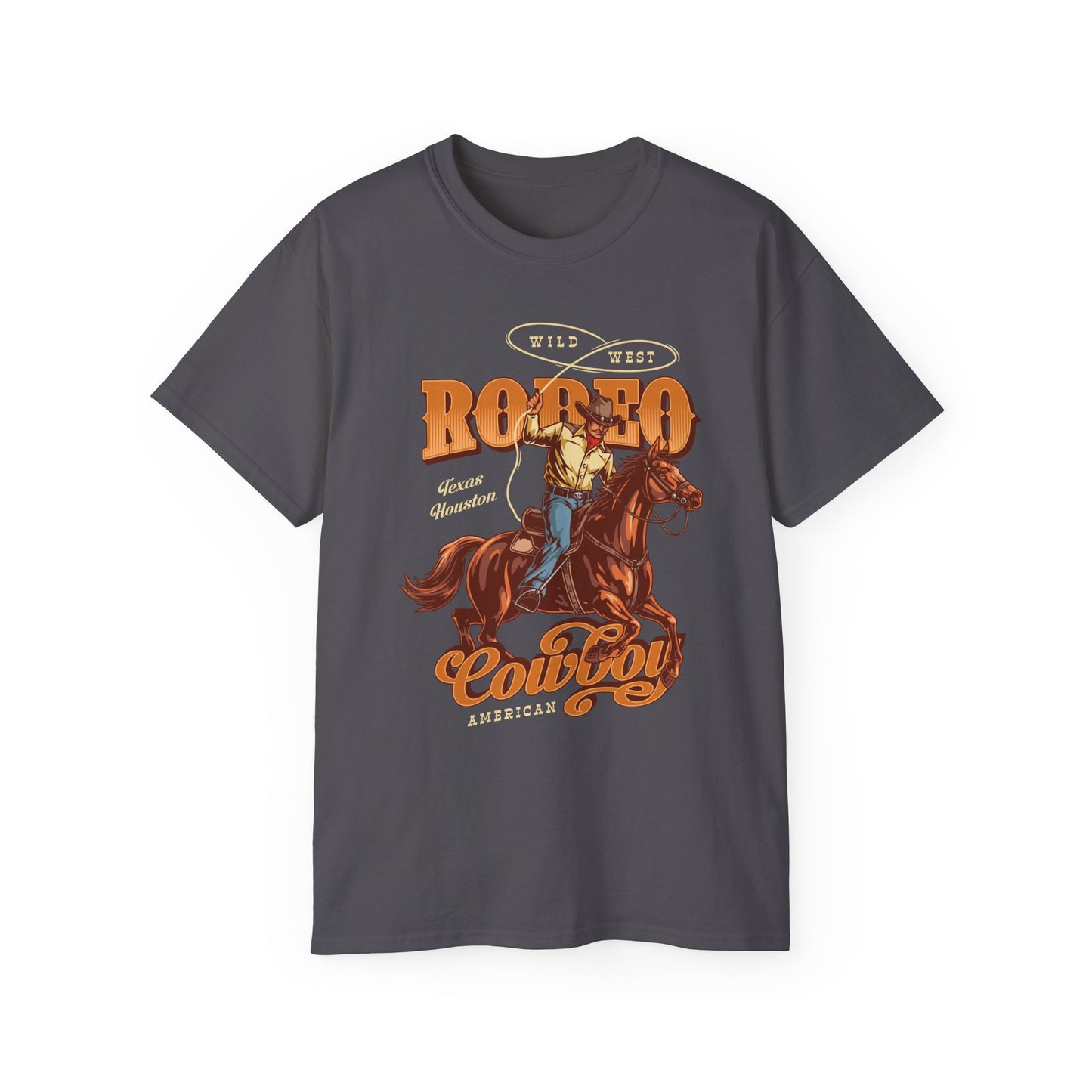Western Rodeo Cowboy Tee - Fun Casual Shirt for Rodeo Fans, Gift for Country Lovers, Festival Outfit, Everyday Wear, Rodeo Apparel - Wild West - Houston, Texas - American Rodeo Cowboy