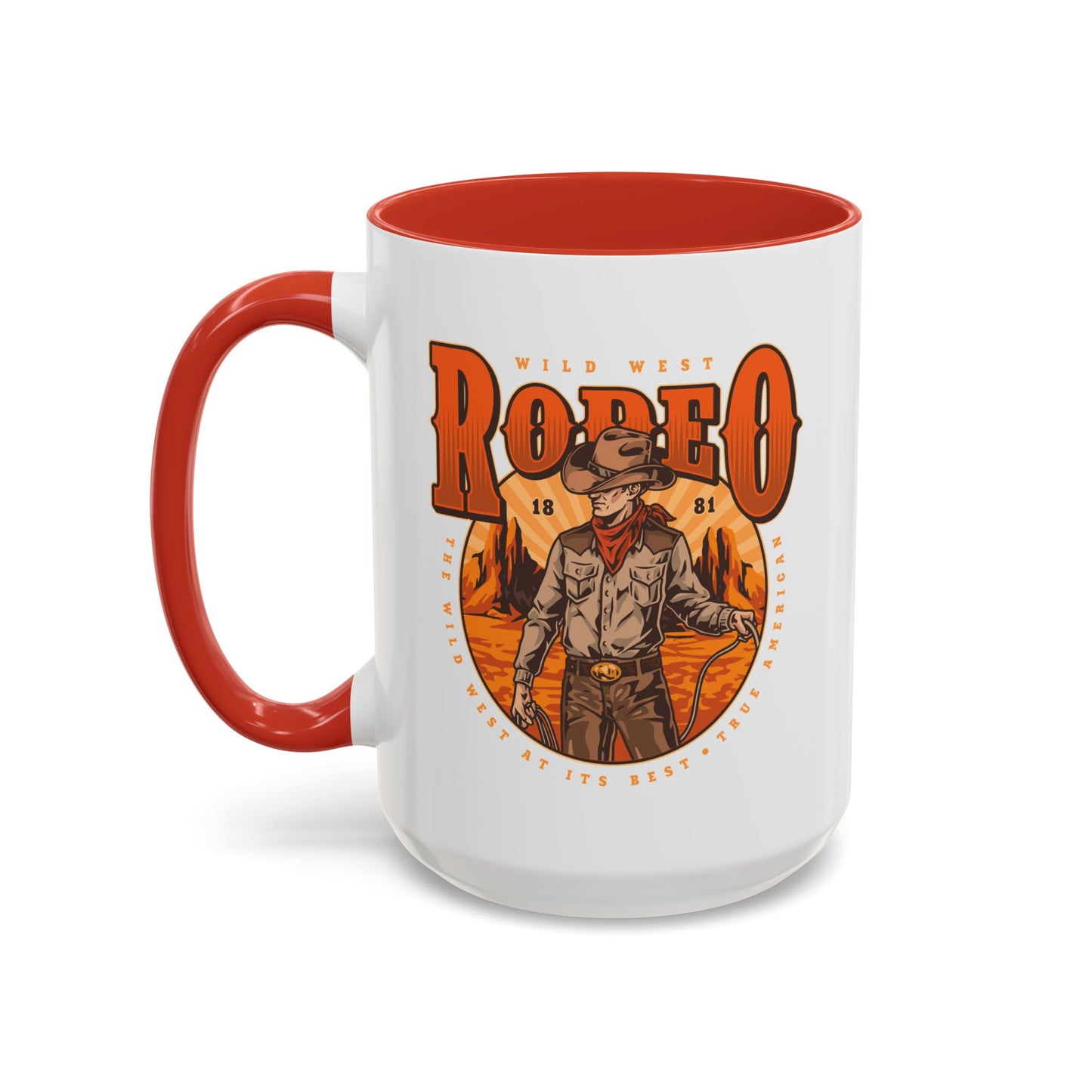 Accent Coffee Mug (11, 15oz) - Wild West Rodeo - True American - The Wild West At Its Best