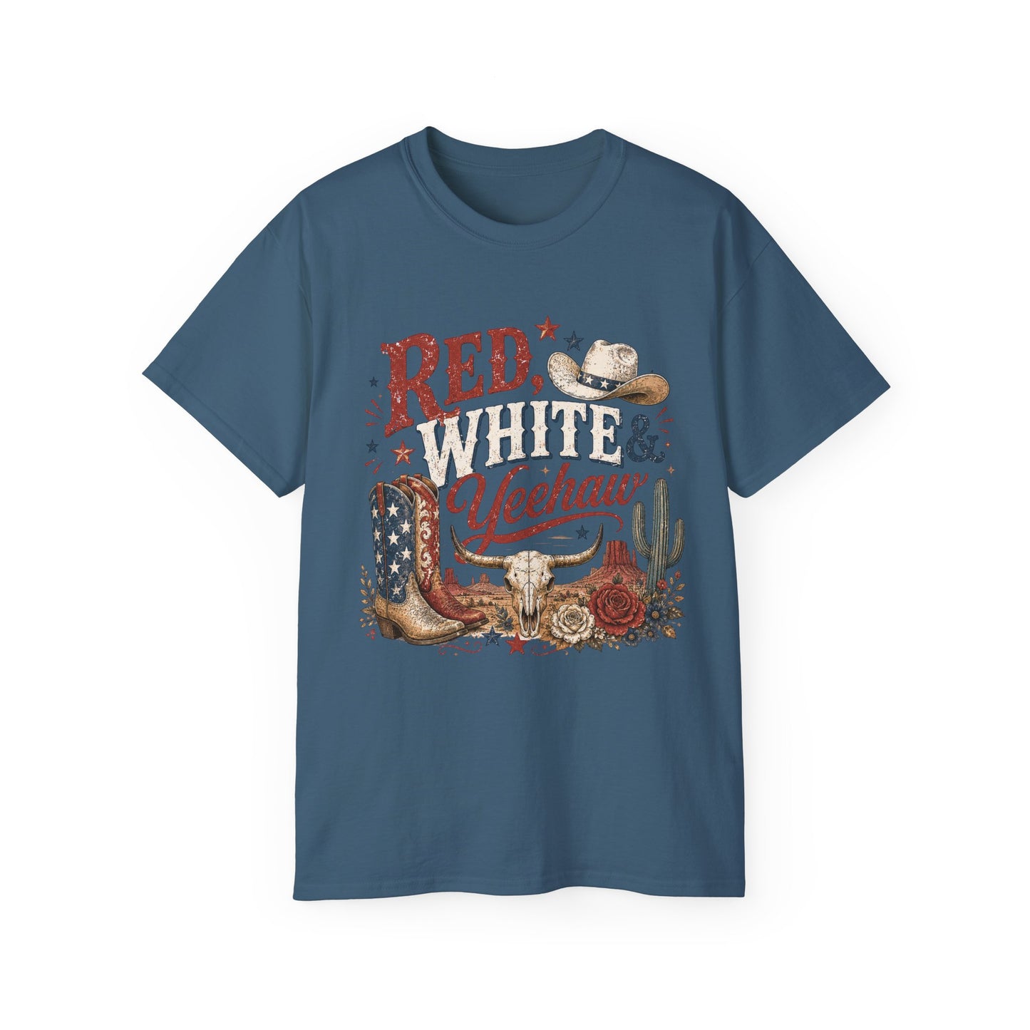 T-Shirt - Red, white & yeehaw in the desert