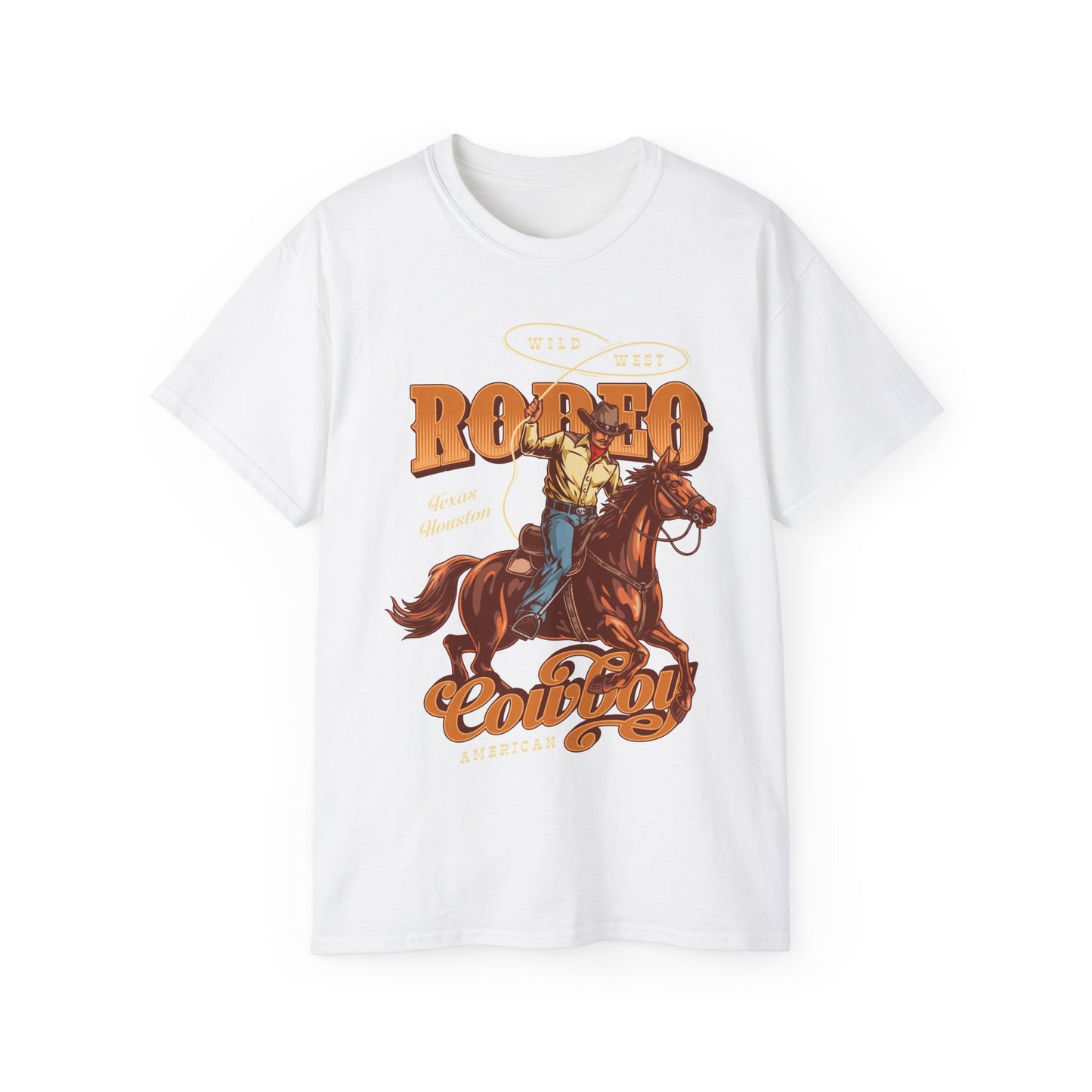Unisex Ultra Cotton Tee - Wild West - Houston, Texas - American Rodeo Cowboy