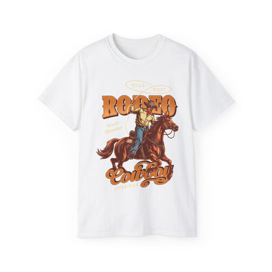 Unisex Ultra Cotton Tee - Wild West - Houston, Texas - American Rodeo Cowboy