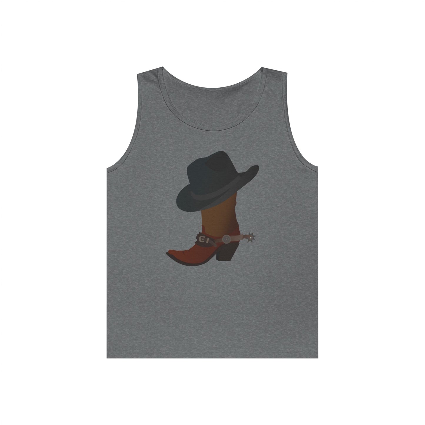 Unisex Heavy Cotton Tank Top - Rodeo - Boots and Hat and Spurs