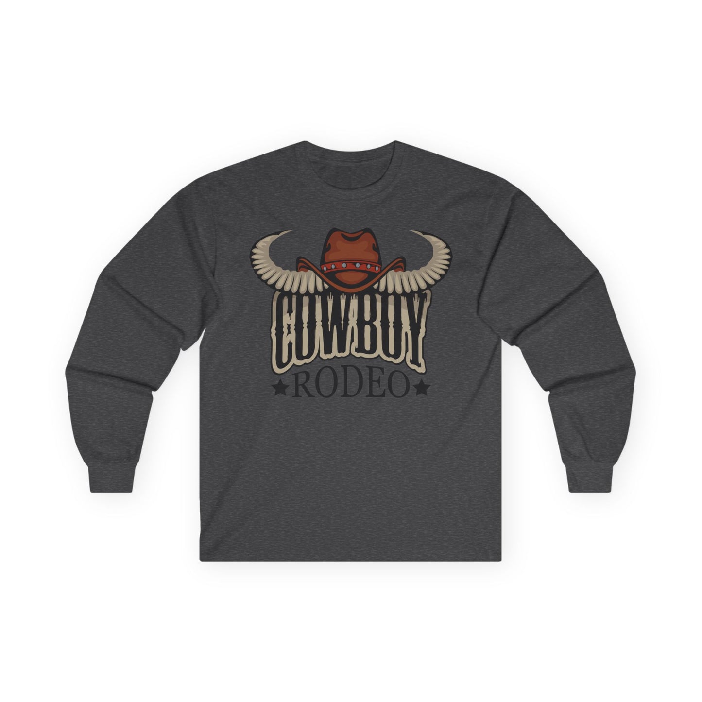 Unisex Ultra Cotton Long Sleeve Tee - Cowboy Rodeo - Horn