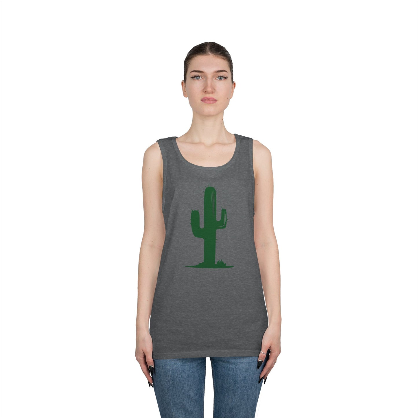 Unisex Heavy Cotton Tank Top - Green Western Cactus X 300
