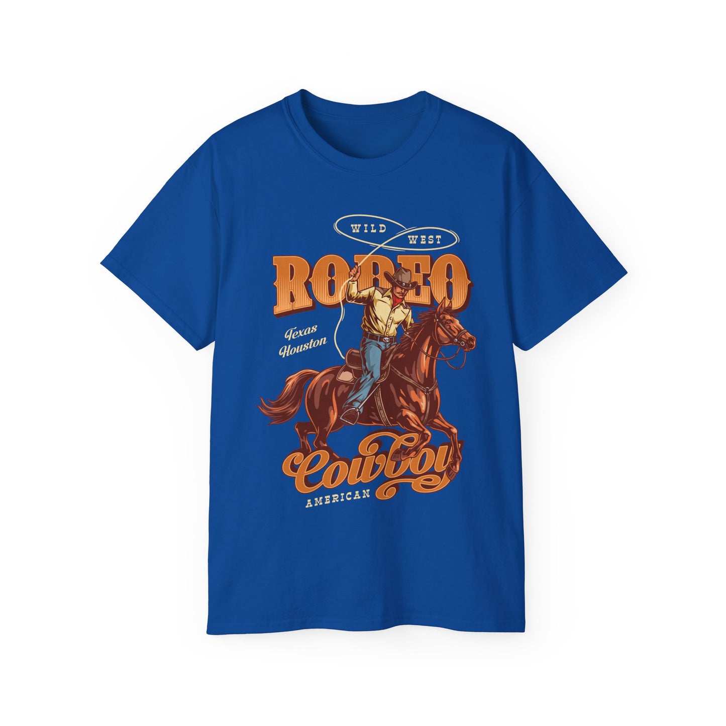 Unisex Ultra Cotton Tee - Wild West - Houston, Texas - American Rodeo Cowboy
