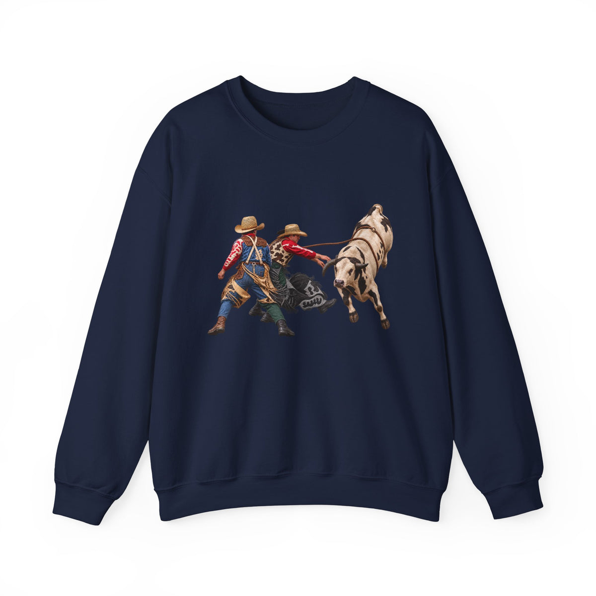 Crewneck Sweatshirt - Cowboys - Clowns and Bull - without Text - 3D Transparent