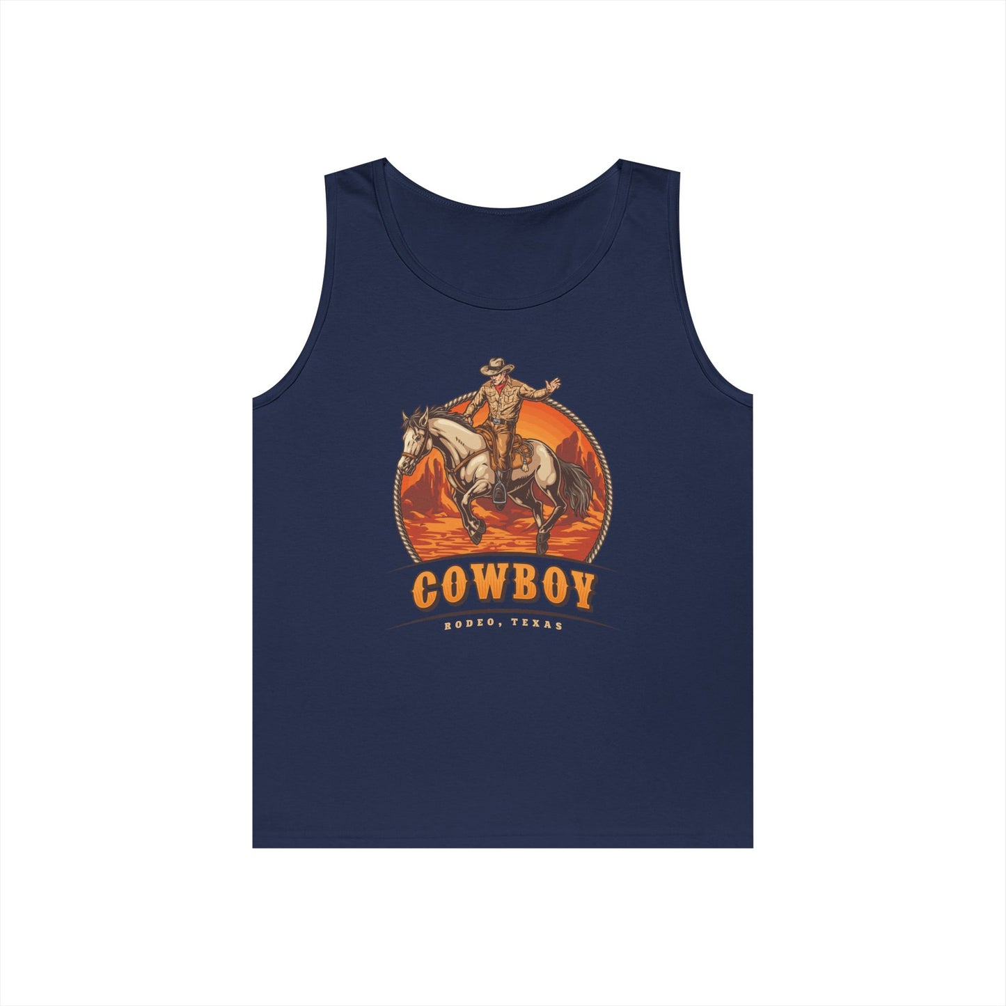 Unisex Heavy Cotton Tank Top - Rodeo Cowboy - Texas