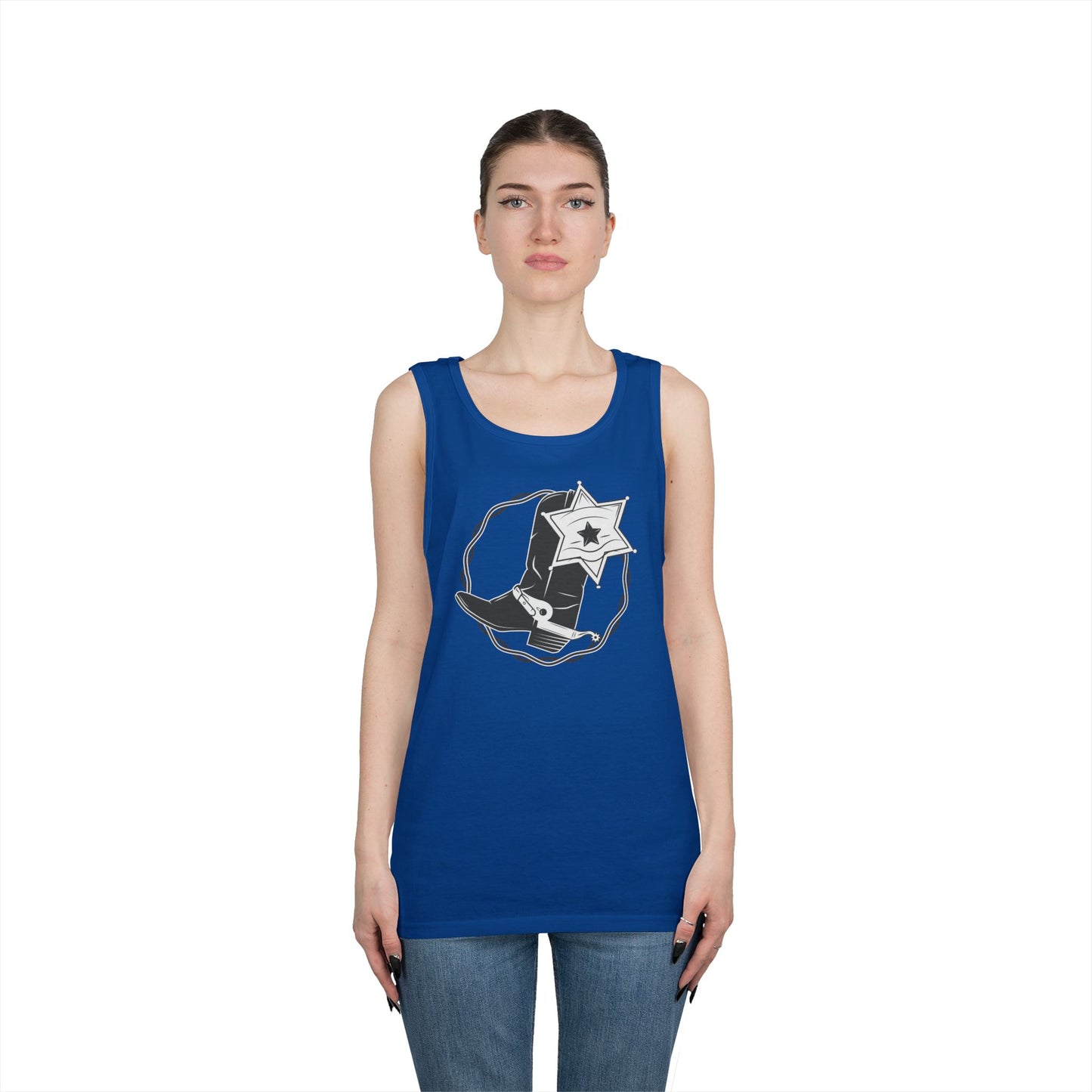 Unisex Heavy Cotton Tank Top - Boots w Star