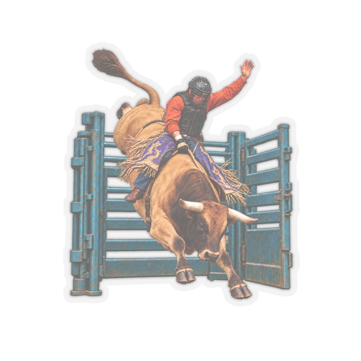 Kiss-Cut Stickers - Cowboys - Bull Rider - Out of the Chute - without Text - 3D Transparent
