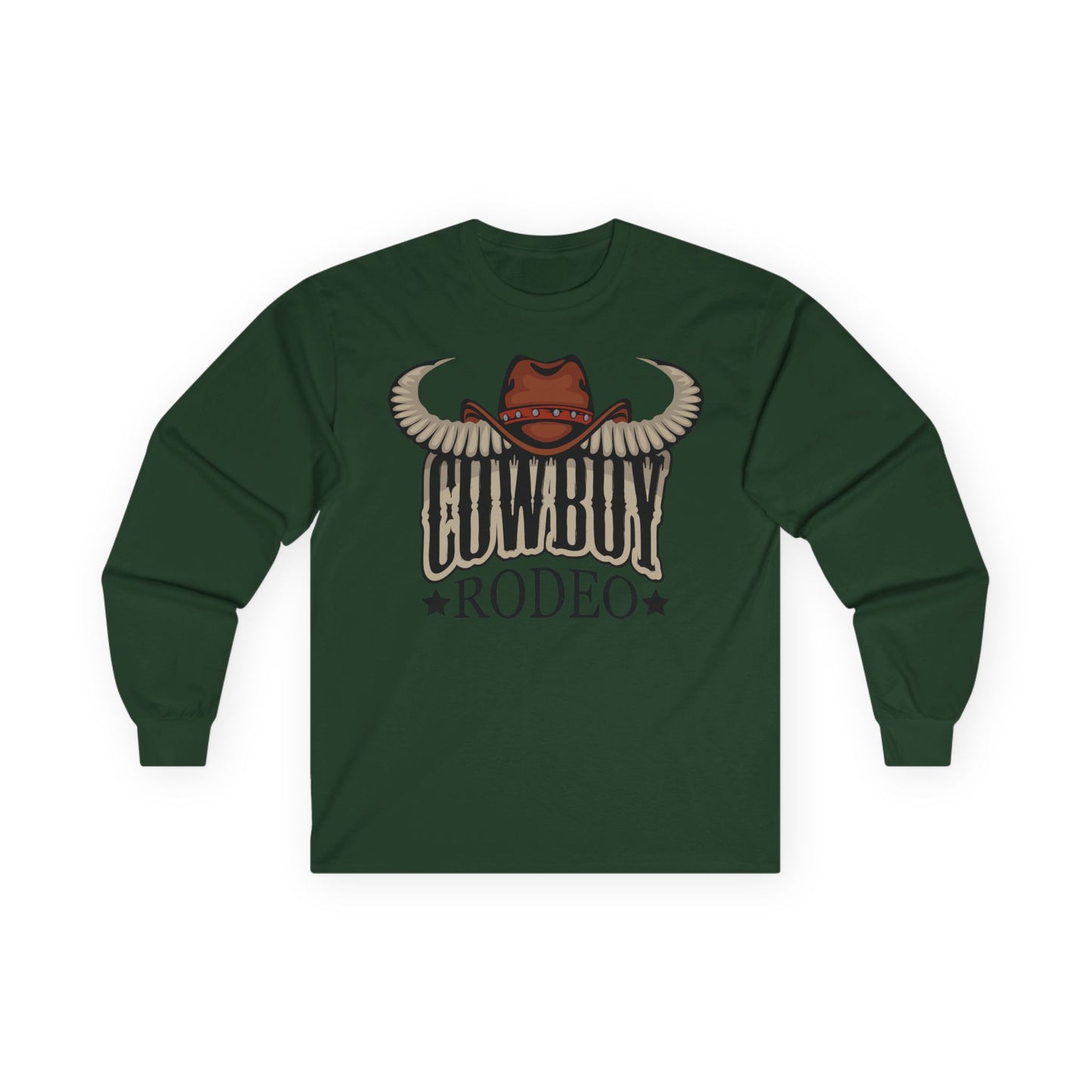 Unisex Ultra Cotton Long Sleeve Tee - Cowboy Rodeo - Horn