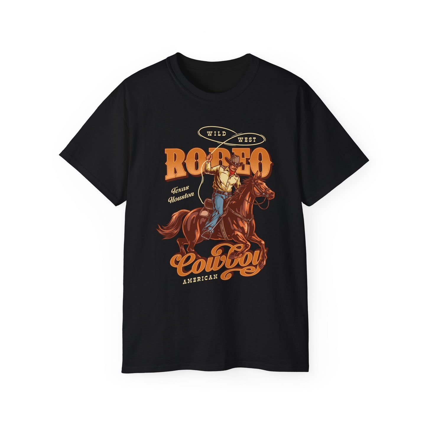 Western Rodeo Cowboy Tee - Fun Casual Shirt for Rodeo Fans, Gift for Country Lovers, Festival Outfit, Everyday Wear, Rodeo Apparel - Wild West - Houston, Texas - American Rodeo Cowboy