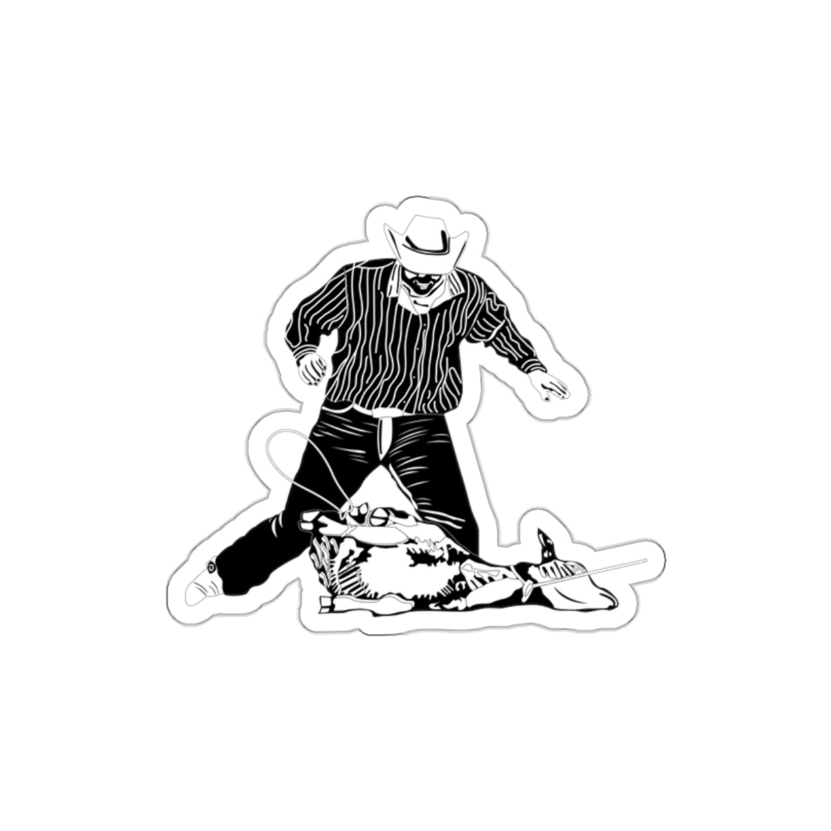 Die-cut stickers - Calf Roping - BW