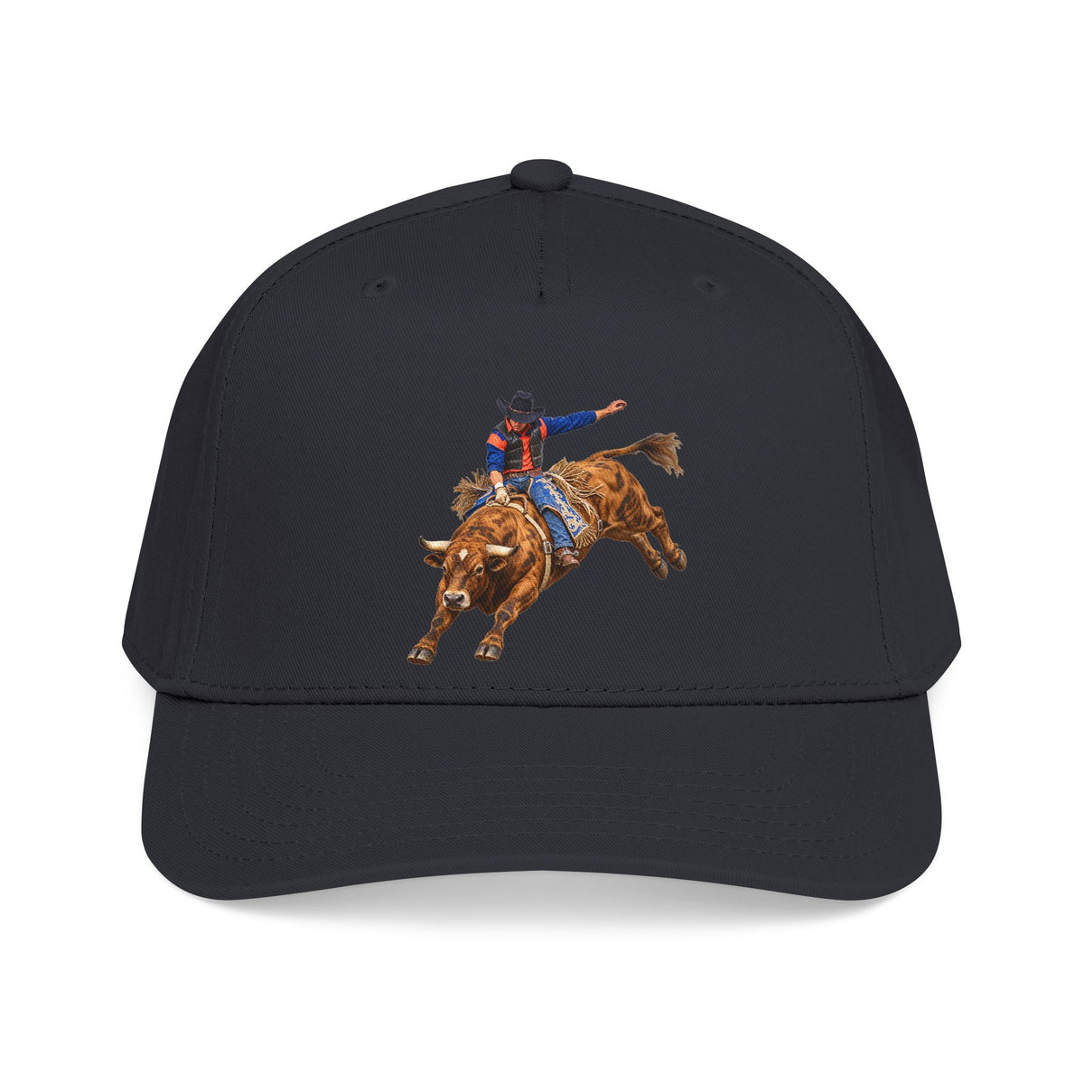 Mid Profile Baseball Cap — Cowboys - Bull Rider - Oblique - without Text - 3D Transparent