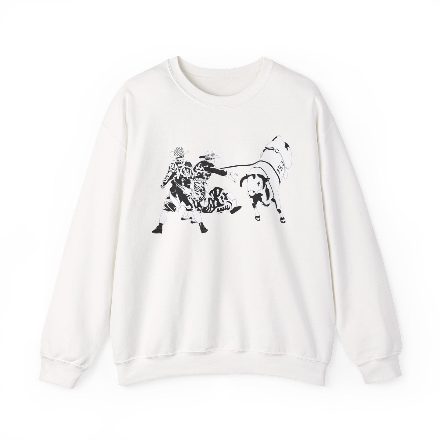 Crewneck Sweatshirt - Clowns and Bull - BW