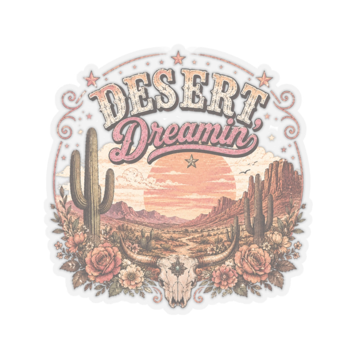 Kiss-Cut Sticker — Desert dreamin' in vintage hues