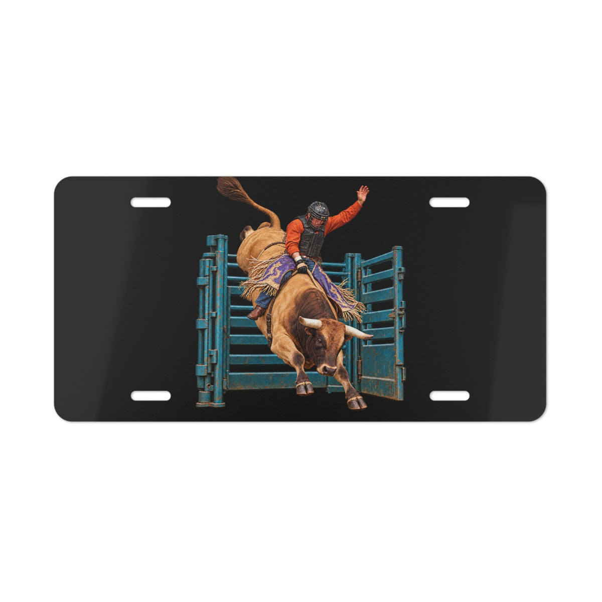 Vanity License Plate - Cowboys - Bull Rider - Out of the Chute - without Text - 3D Transparent