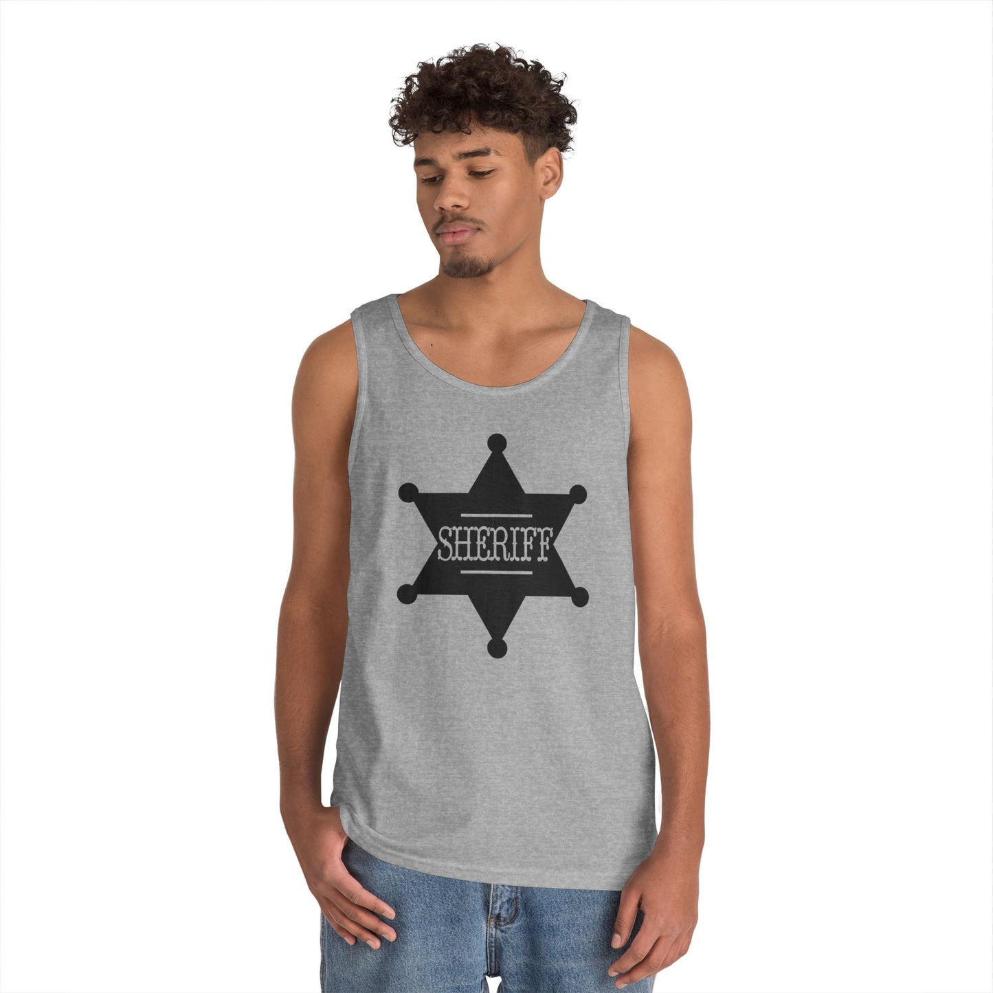 Unisex Heavy Cotton Tank Top - Sheriff Badge w Txt Sheriff X 300