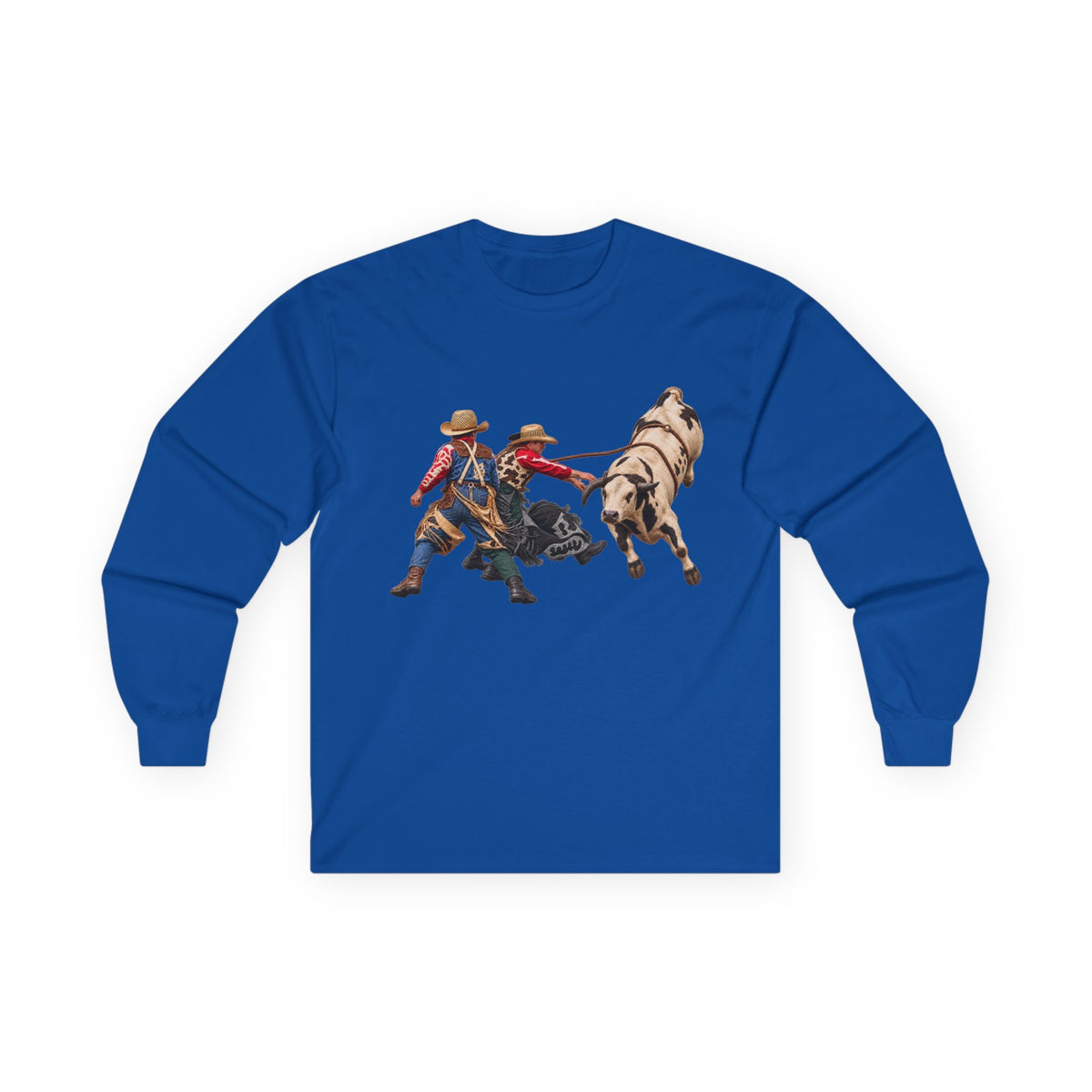 Unisex Ultra Cotton Long Sleeve Tee - Cowboys - Clowns and Bull - without Text - 3D Transparent