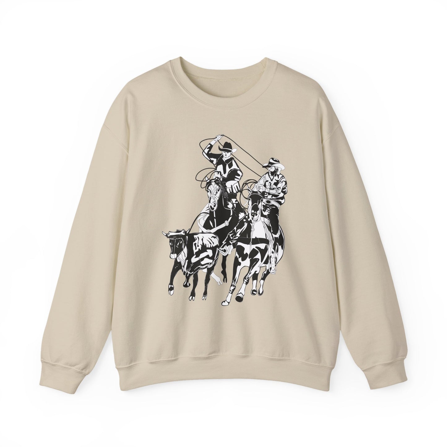 Crewneck Sweatshirt - California Rodeo - Salinas Team Roping - BW