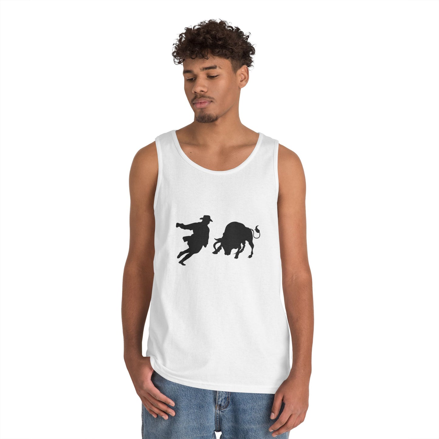 Unisex Heavy Cotton Tank Top - Clown and Bull - Silhouette