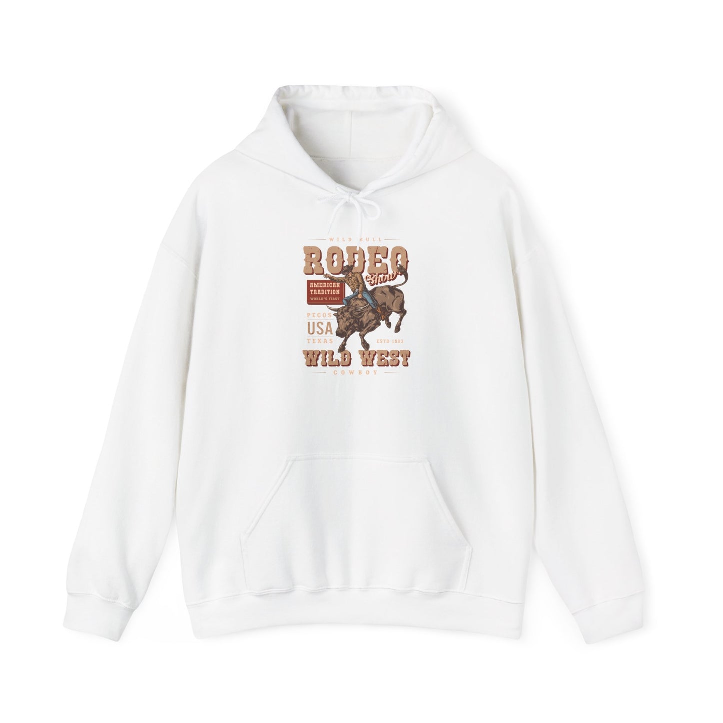 Unisex Hoodie - American Tradition Wild Bull Rodeo Show - Wild West Cowboy, Texas