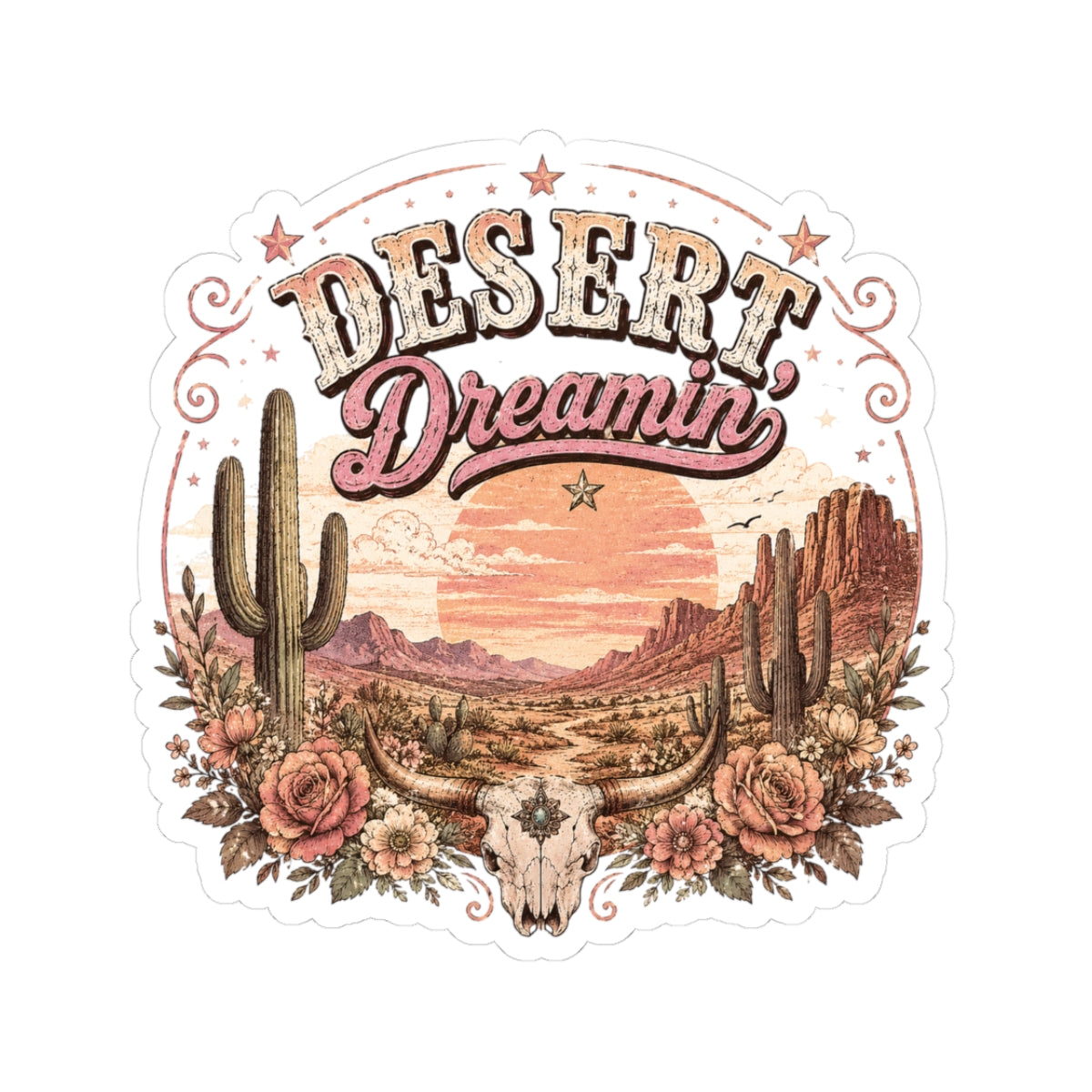 Kiss-Cut Sticker — Desert dreamin' in vintage hues