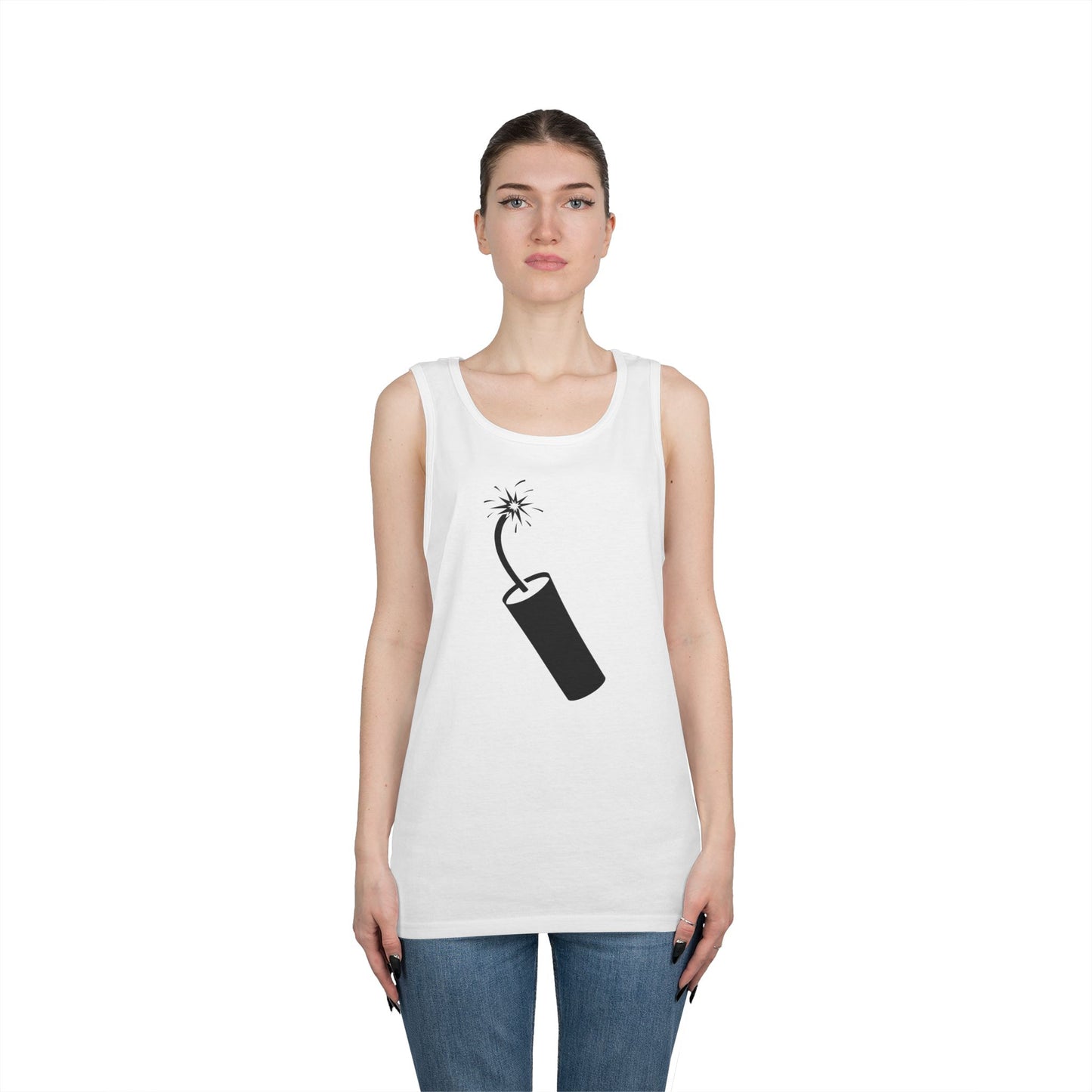 Unisex Heavy Cotton Tank Top - Dynamite Stick w Burng Fuse X 300