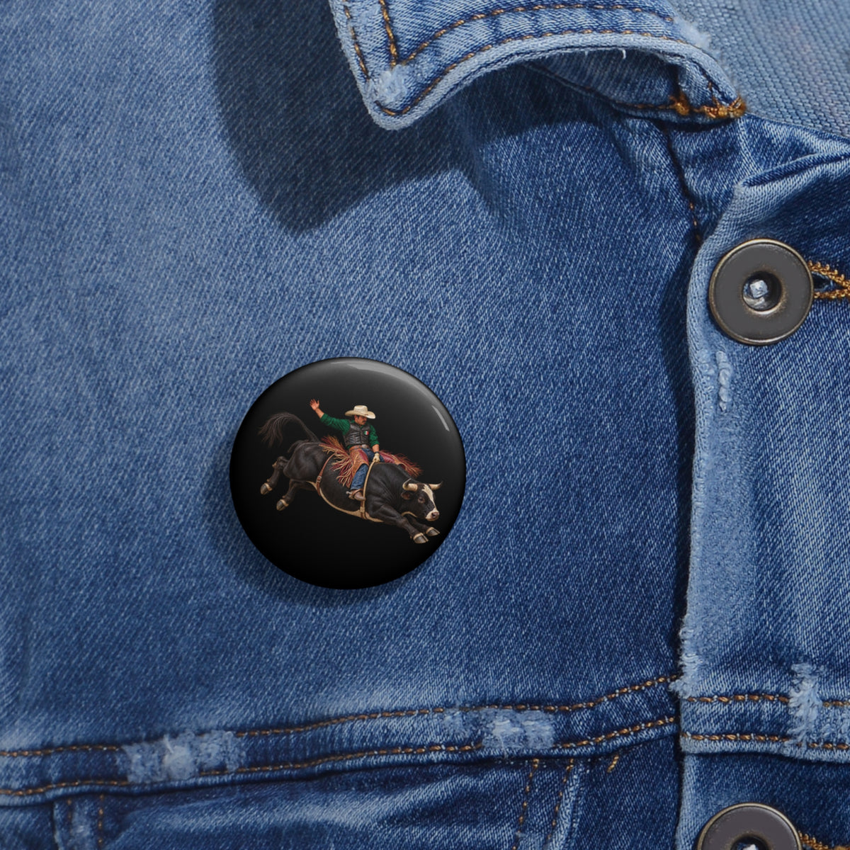 Custom Pin Buttons - Cowboys - Bull Rider - Latino - without Text - 3D Transparent