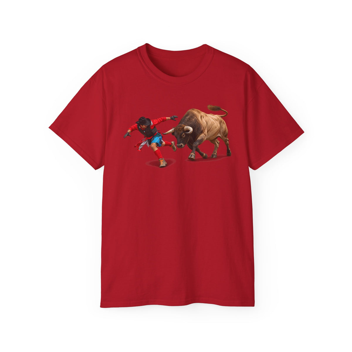 Unisex Ultra Cotton Tee - Rodeo - Bull and Clown - 3D