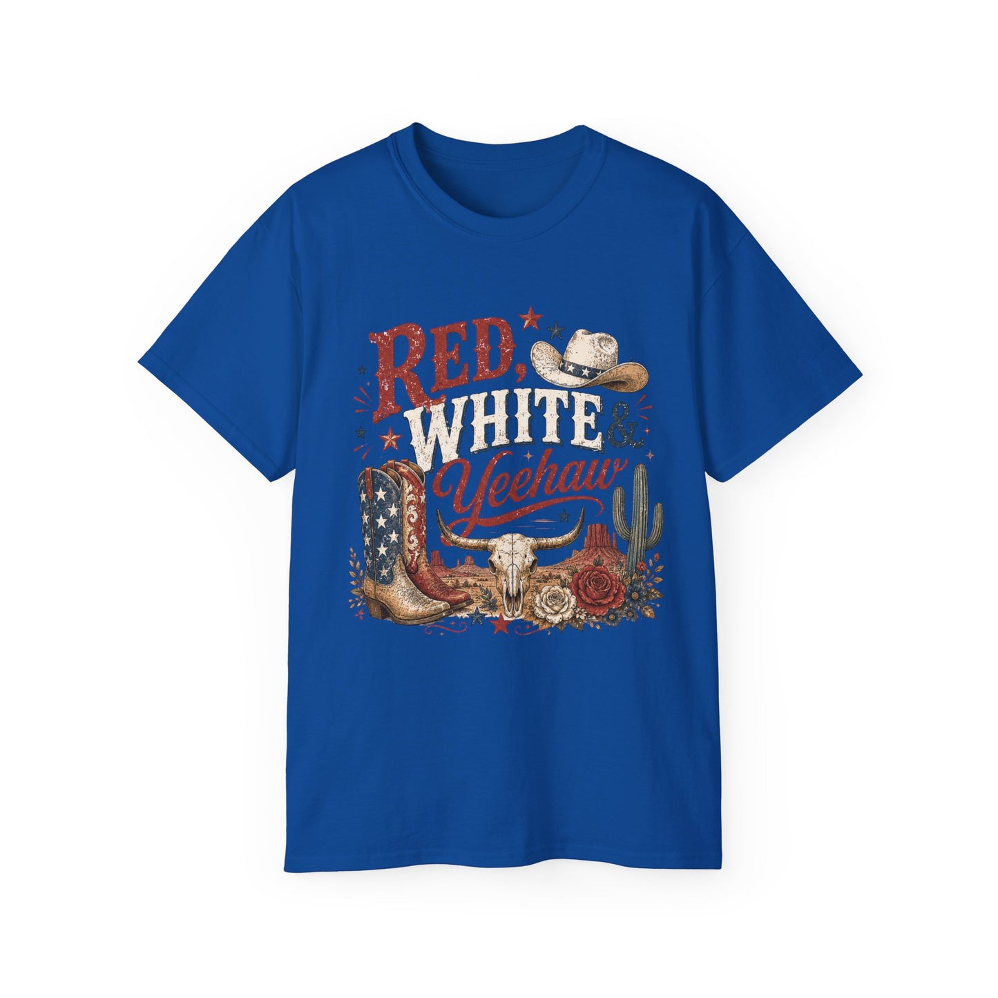 T-Shirt - Red, white & yeehaw in the desert
