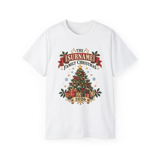 Unisex Ultra Cotton Tee - Vintage Family Christmas Tree - Free Customization