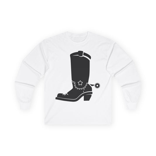 Unisex Ultra Cotton Long Sleeve Tee - Western Boot with Spur X 300
