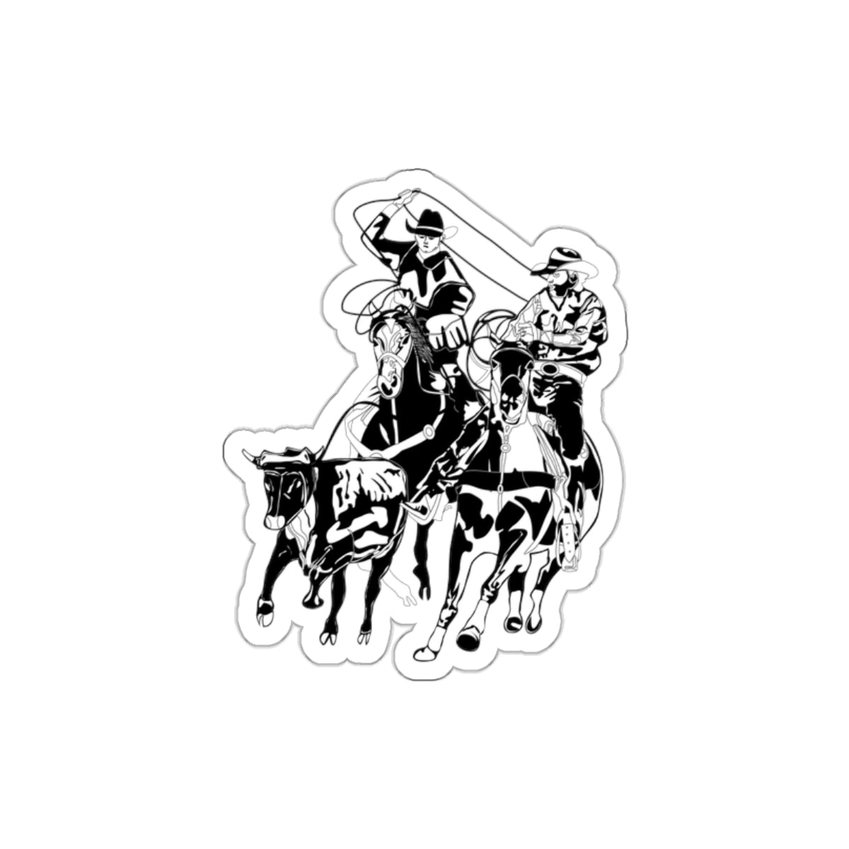 Die-cut stickers - California Rodeo - Salinas Team Roping - BW