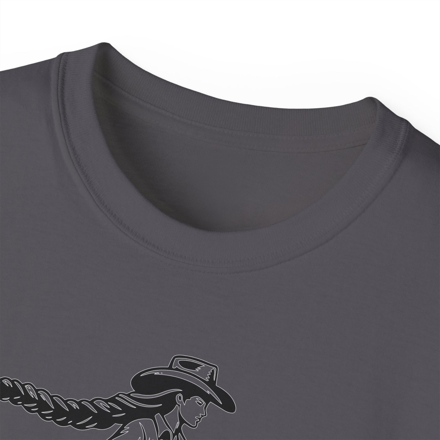 Unisex Ultra Cotton Tee - Cowgirl Riding Horse - Windblown