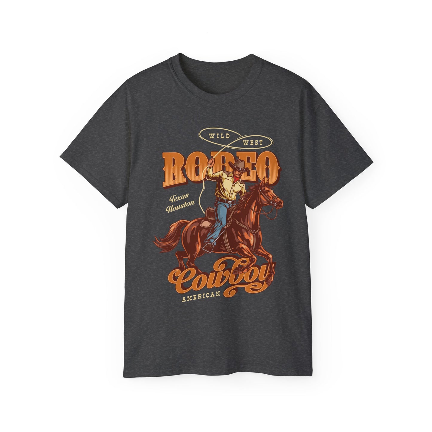 Unisex Ultra Cotton Tee - Wild West - Houston, Texas - American Rodeo Cowboy