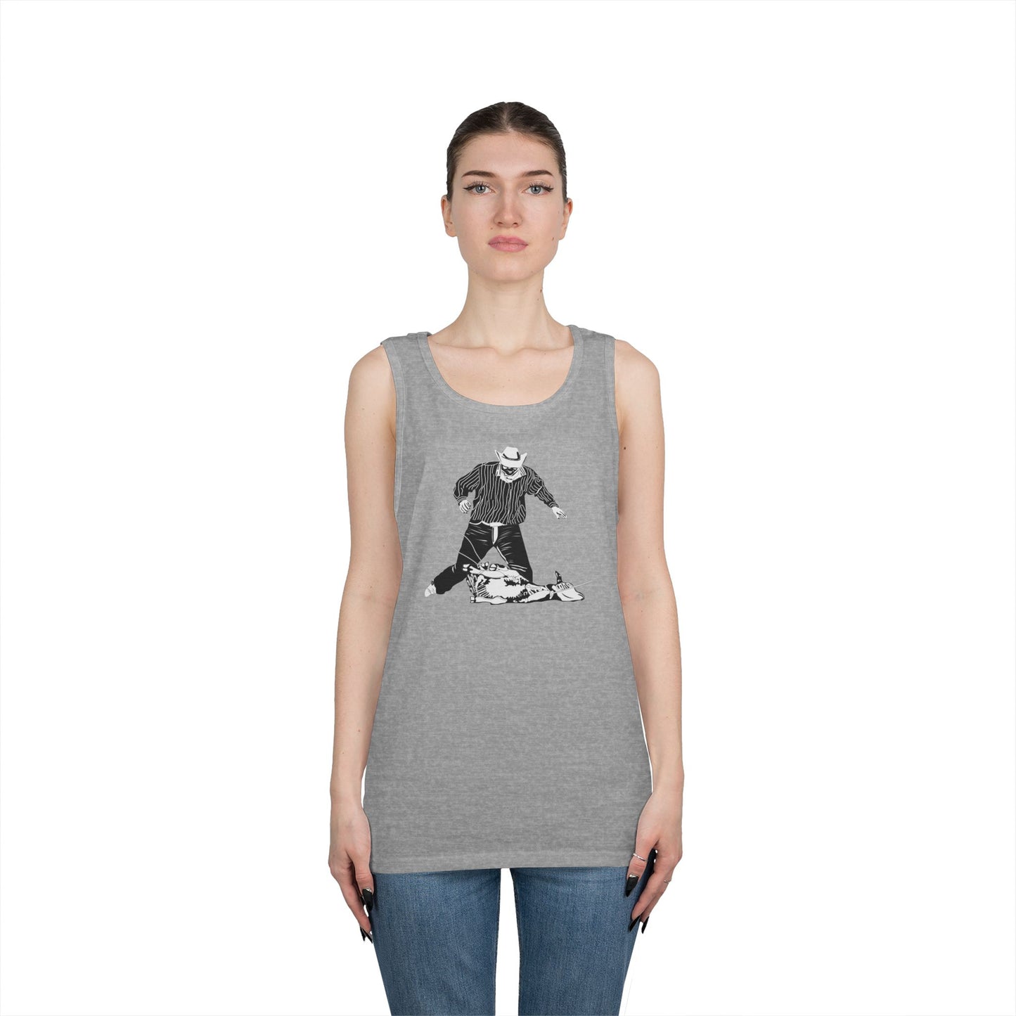 Unisex Heavy Cotton Tank Top - Calf Roping - BW