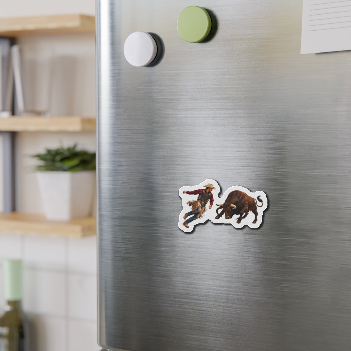 Die-Cut Magnets — Cowboys - Cowboy and Bull - Color - 3D Transparent