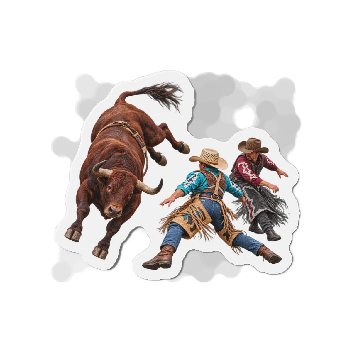 Die-Cut Magnets — Cowboys - Clowns and Brown Bull - without Text - 3D Transparent