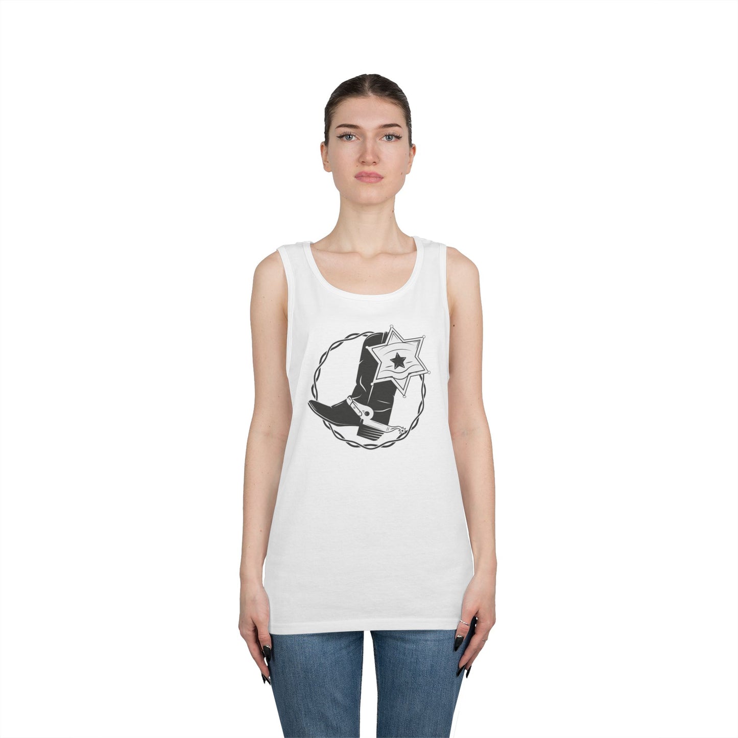 Unisex Heavy Cotton Tank Top - Boots w Star