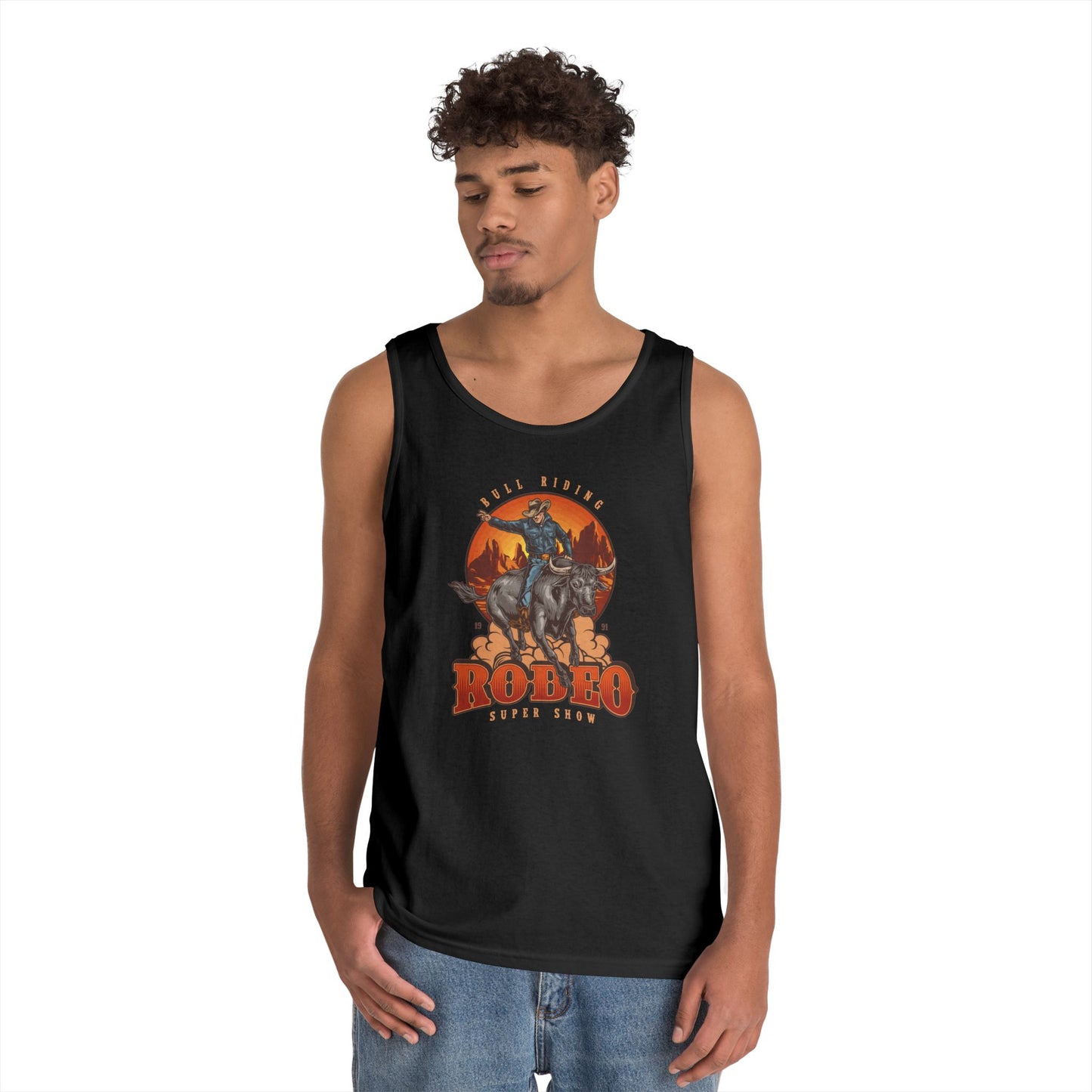 Unisex Heavy Cotton Tank Top - Bull Riding - Rodeo Super Show