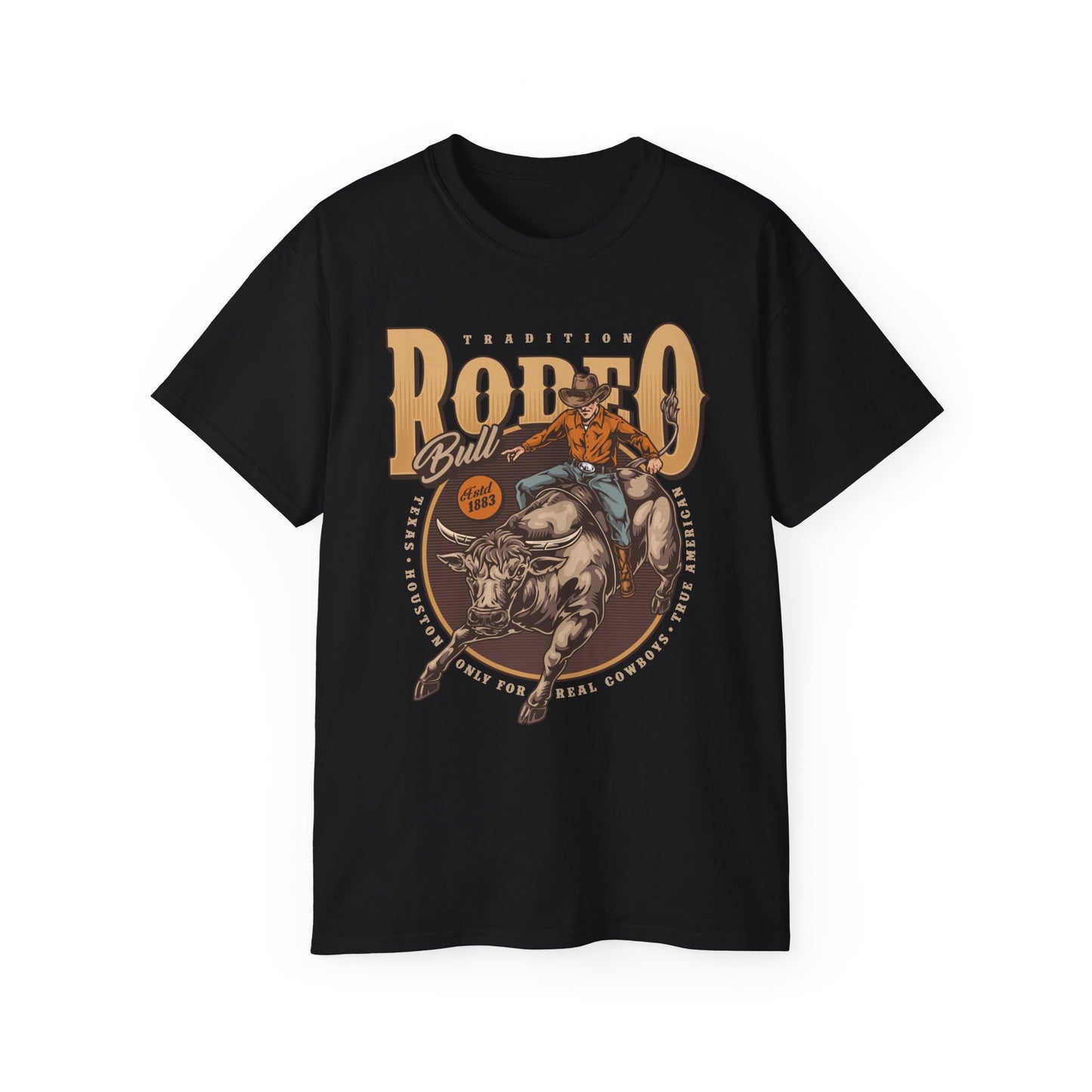 Western Rodeo Cowboy Tee - Fun Casual Shirt for Rodeo Fans, Gift for Country Lovers, Festival Outfit, Everyday Wear, Rodeo Apparel - Tradition Rodeo Bull - Real Cowboys